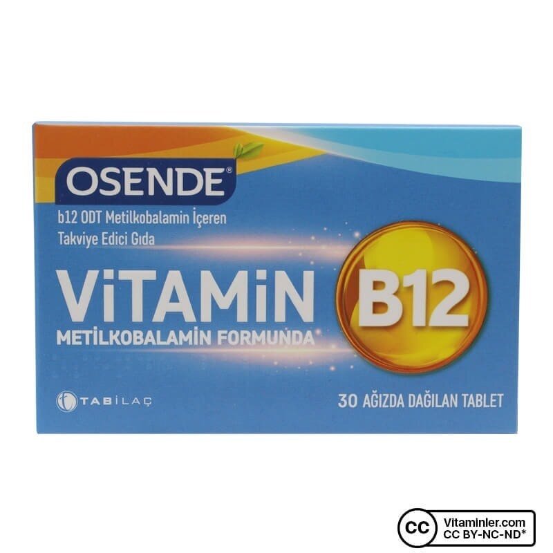 Tab İlaç - Osende Vitamin B12 60 Ağızda Dağılan Tablet 8680133000775 Fiyatı Özellikleri ve Faydaları